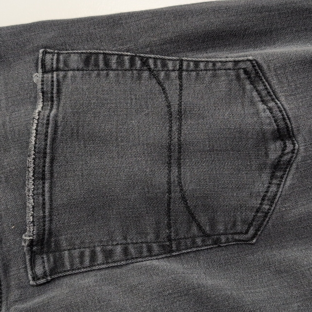 Hollister Stacked Skinny Jeans Black Distressed Red Plaid Knees 34x36 - Picture 9 of 12